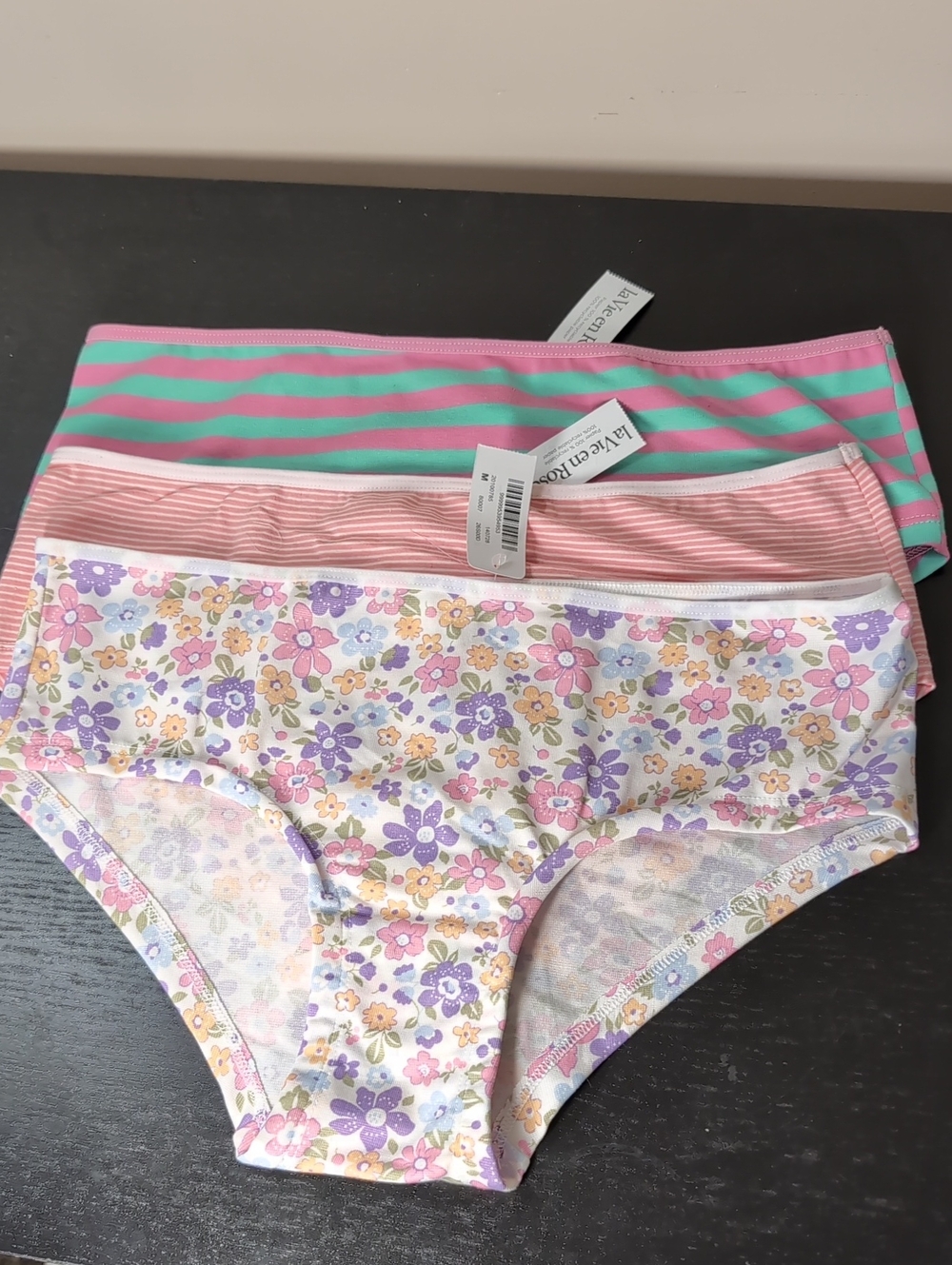 La Vie En Ros Cotton Panties 3 Set NEW Medium